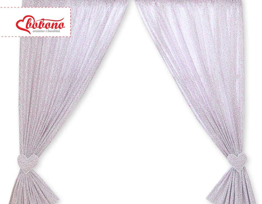 Užuolaidos kūdikio kambariui – rožinės su širdelėmis ir gėlėmis