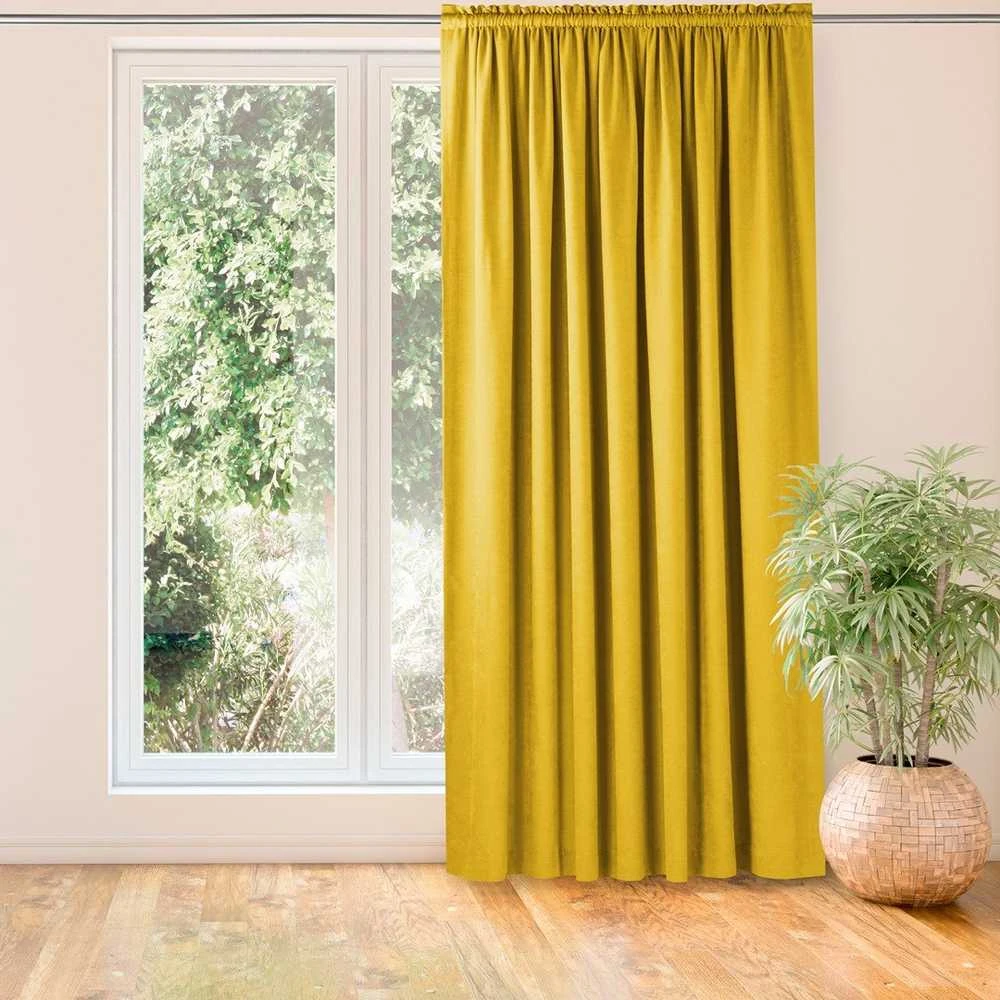 Homede Užuolaidos tunelinės iš chenillės 560×270 cm garstyčių spalvos
