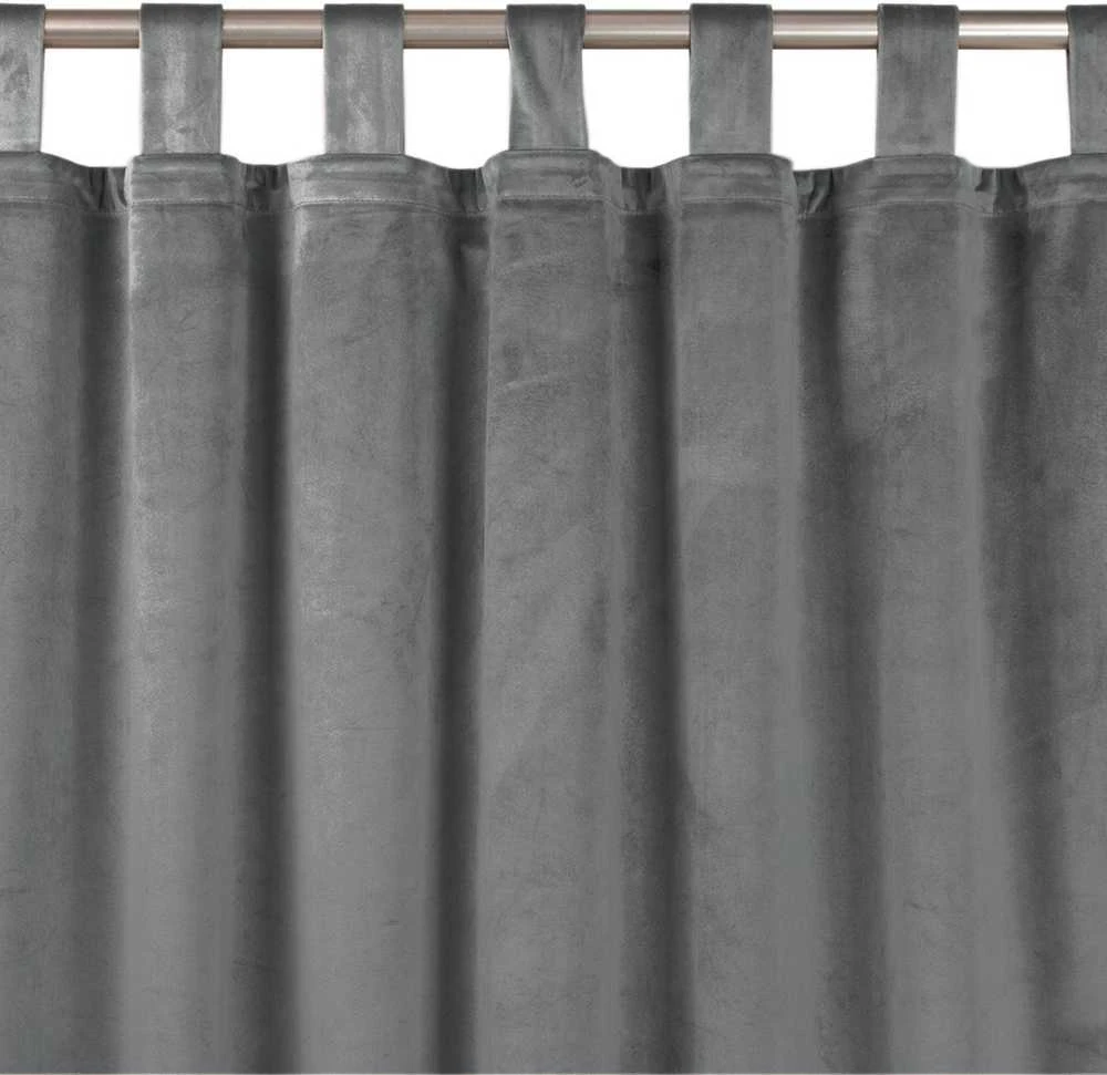Užuolaidos veliūrinės su kilpelėmis 200 × 245 cm, tamsiai pilkos spalvos