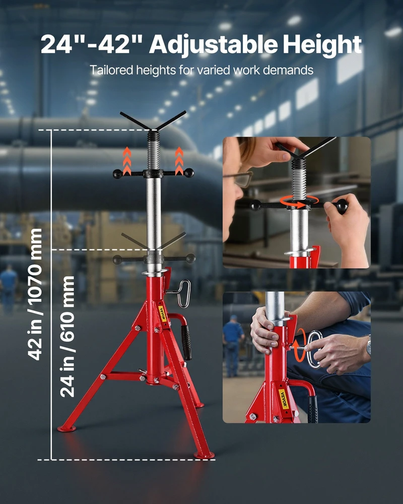 VEVOR V tipo vamzdžių stovas 1/8"-12", reguliuojamas aukštis