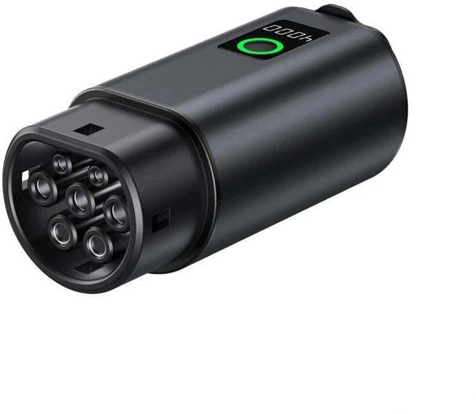 Ausinės Hurtel V2L 2 tipo adapteris – „Schuko“ 3500 W su galios ekranu ir dėklu – juodas