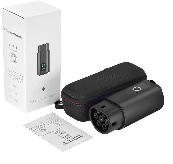 Ausinės Hurtel V2L 2 tipo adapteris – „Schuko“ 3500 W su galios ekranu ir dėklu – juodas