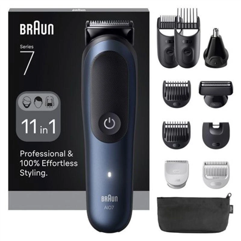 Vaflinė Braun 11in1 priežiūros rinkinys | Viskas viename, 7 serija, AIO7540 | Belaidis | Ilgio pakopų skaičius: 14 | Juodas/Mėlyna