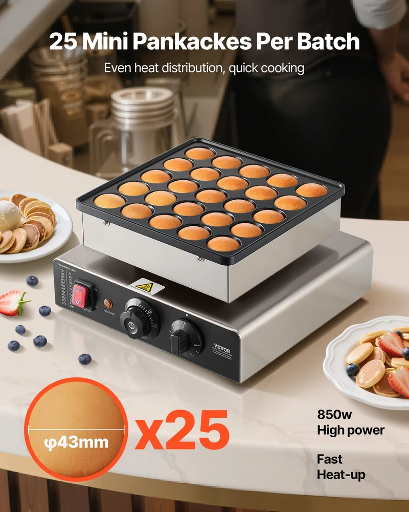 Vaflinė VEVOR komercinis elektrinis mini blynų kepimo aparatas 25 vnt.