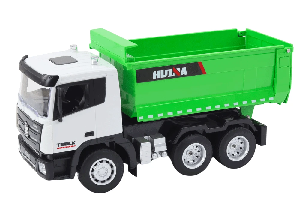 Lean Toys Nuotoliniu būdu valdomas RC sunkvežimis savivartis 1:18, žalias