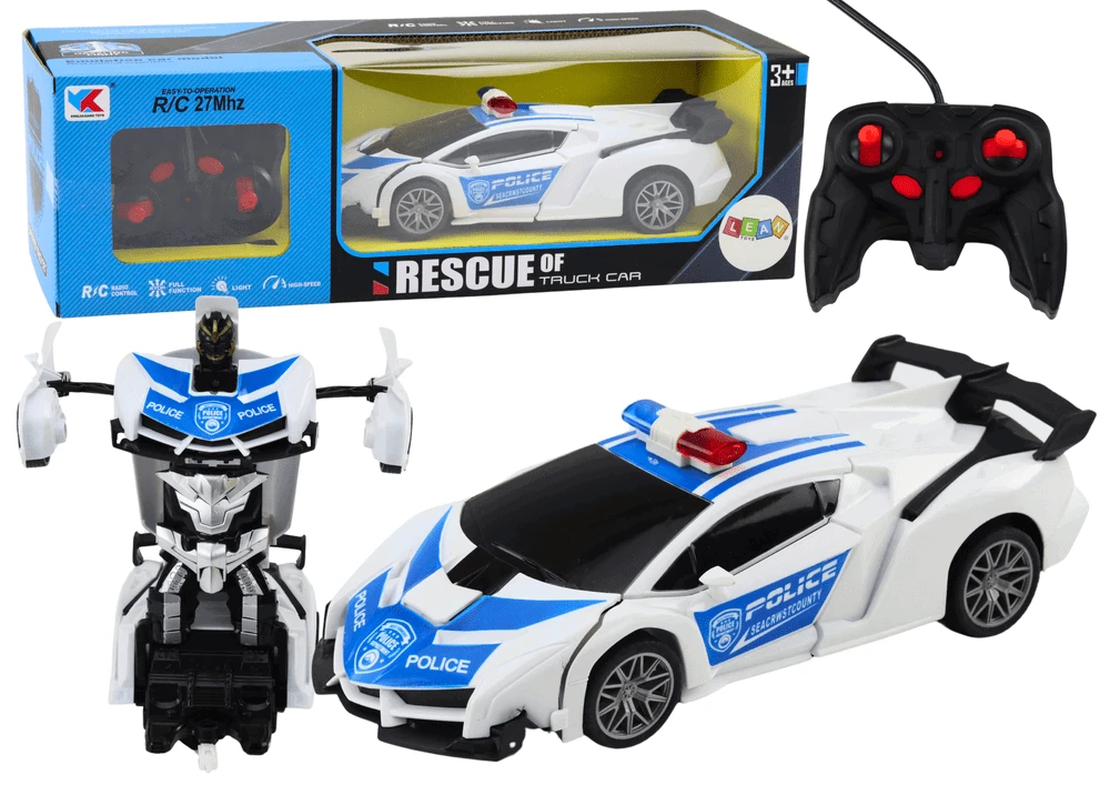 Lean Toys Nuotolinio Valdymo Policijos Automobilis-Transformeris 2in1 su Šviesomis ir Garsais