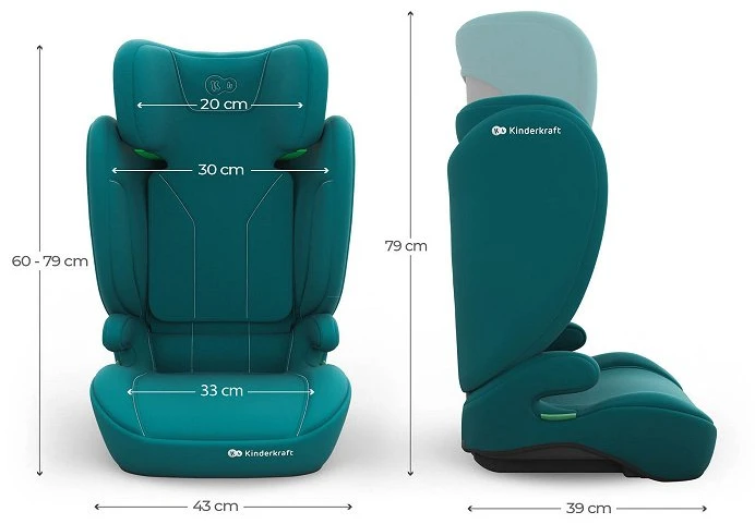 Vaikiška automobilinė kėdutė Kinderkraft I-Spark 2 Plus, žalia