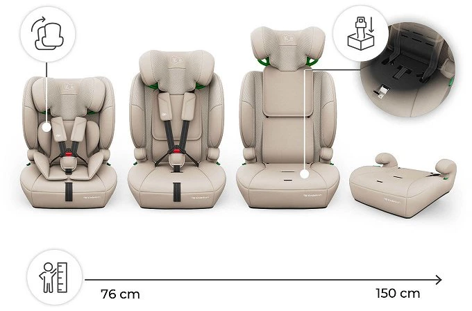 Vaikiška automobilinė kėdutė Kinderkraft Comfort Up 2 Plus, smėlio