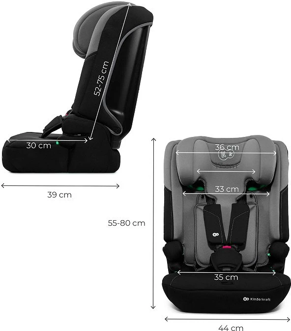 Vaikiška automobilinė kėdutė Kinderkraft I-Comfy i-Size, tamsiai pilka