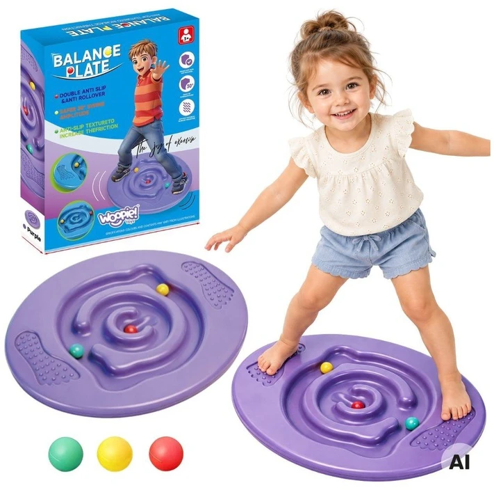 WOOPIE apvali violetinė balansinė lenta su disko labirintu