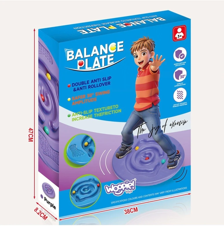 WOOPIE apvali violetinė balansinė lenta su disko labirintu