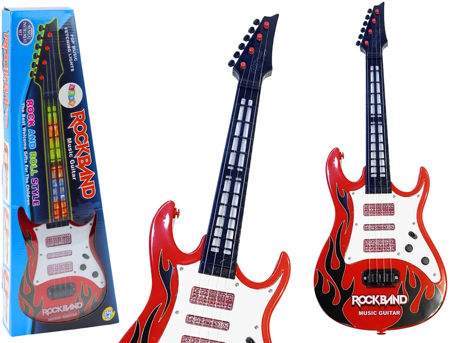 Lean Cars Vaikiška Elektrinė Gitara su Šviesomis ir Melodijomis, Raudona
