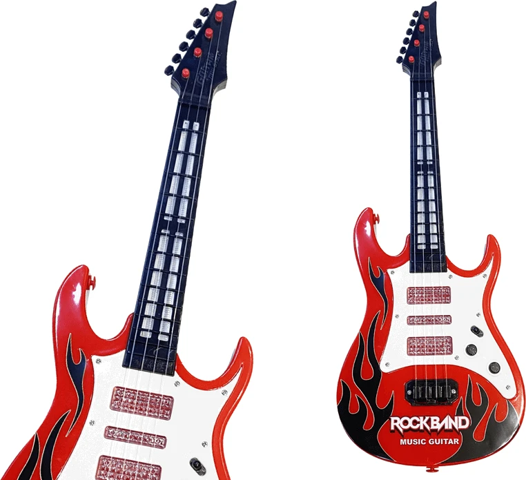 Lean Cars Vaikiška Elektrinė Gitara su Šviesomis ir Melodijomis, Raudona
