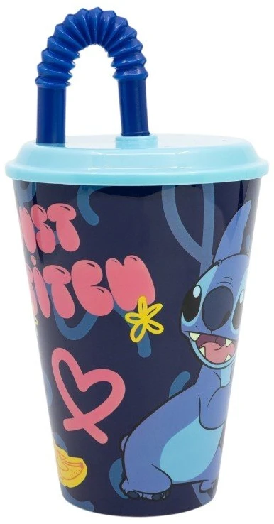 Disney Stitch puodelis su šiaudeliu 430 ml