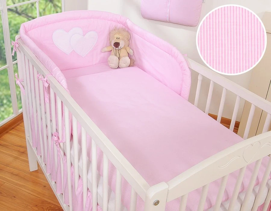 Vaikiška patalynės užvalkalų komplektas rožinis dryžuotas 2 dalių Hanging Hearts