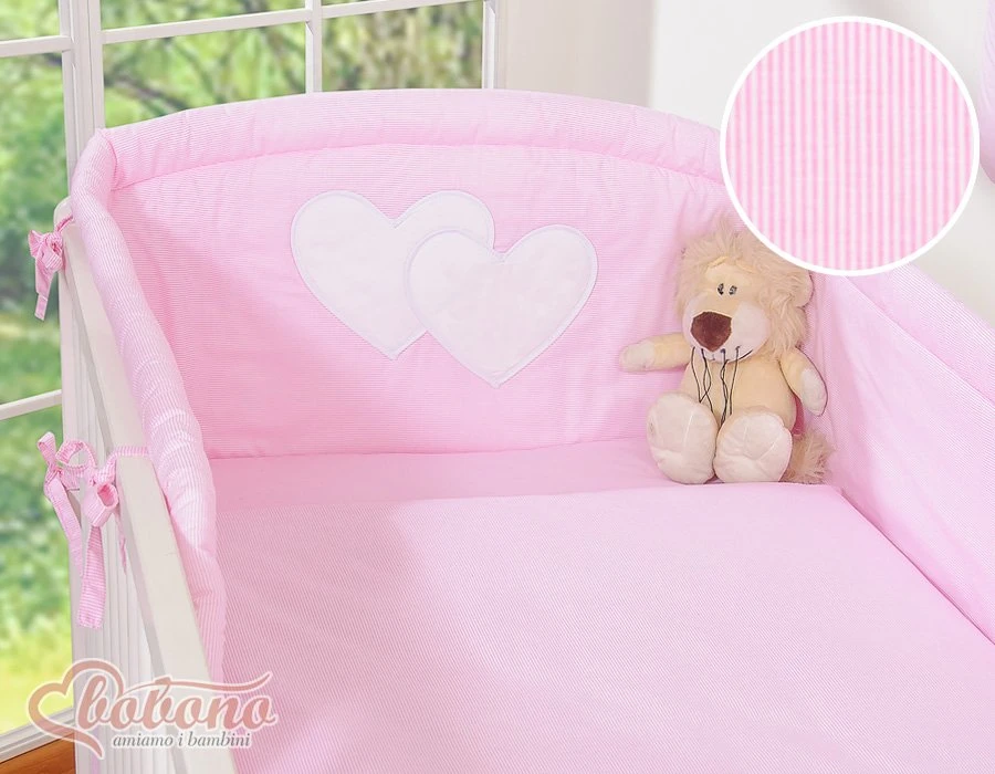 Vaikiška patalynės užvalkalų komplektas rožinis dryžuotas 2 dalių Hanging Hearts