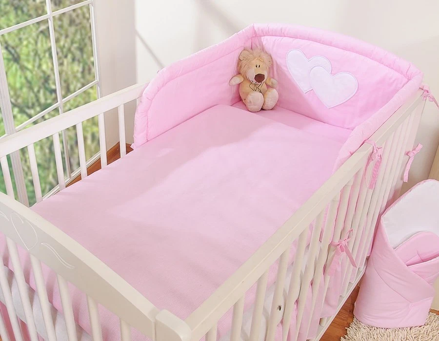 Vaikiška patalynės užvalkalų komplektas rožinis dryžuotas 2 dalių Hanging Hearts