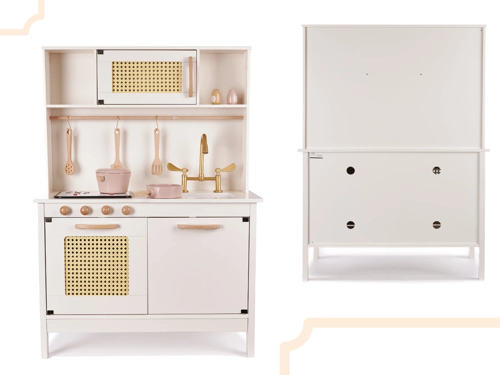 Vaikiška retro MDF medinė virtuvė su BOHO priedais