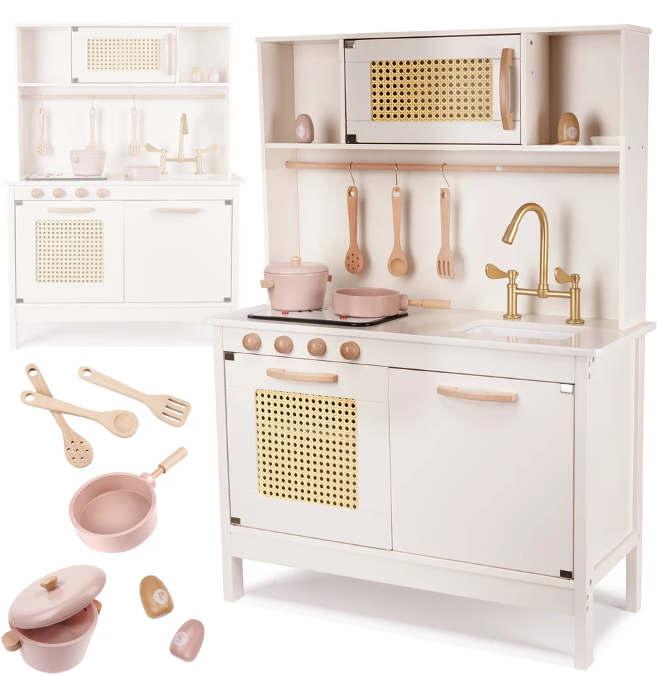 Vaikiška retro MDF medinė virtuvė su BOHO priedais