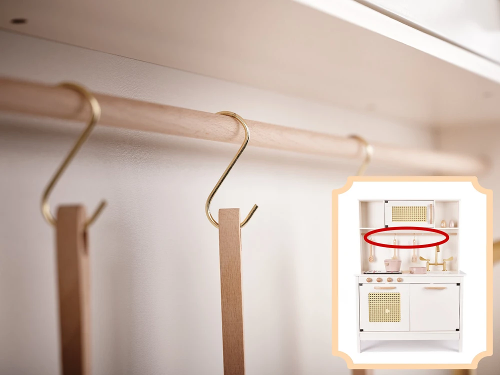 Vaikiška retro MDF medinė virtuvė su BOHO priedais