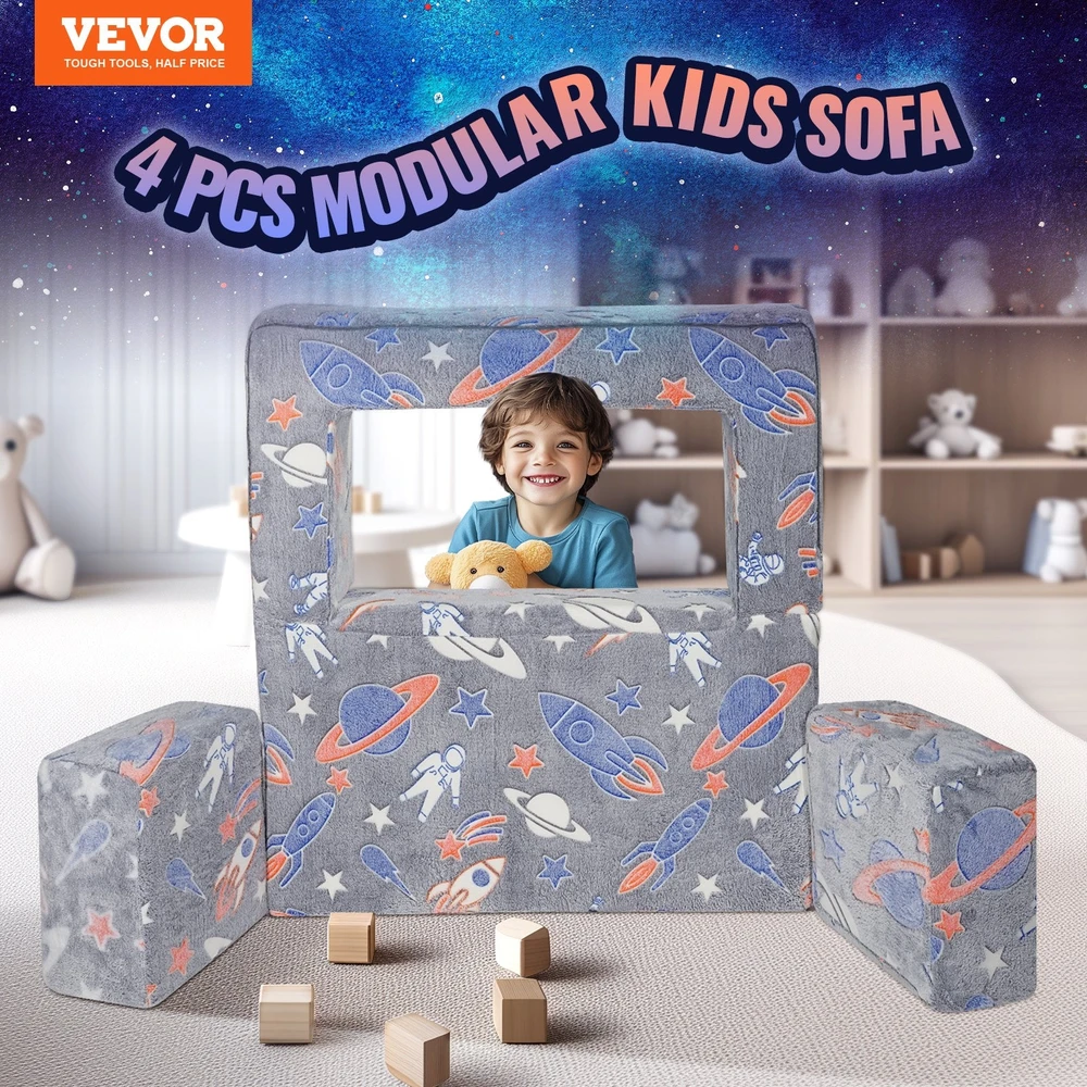 VEVOR Modulinis žaislų sofos komplektas vaikams 4 dalių