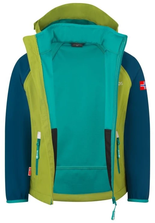 Vaikiška softshell striukė Trollkids Rondane, žalia / mėlyna