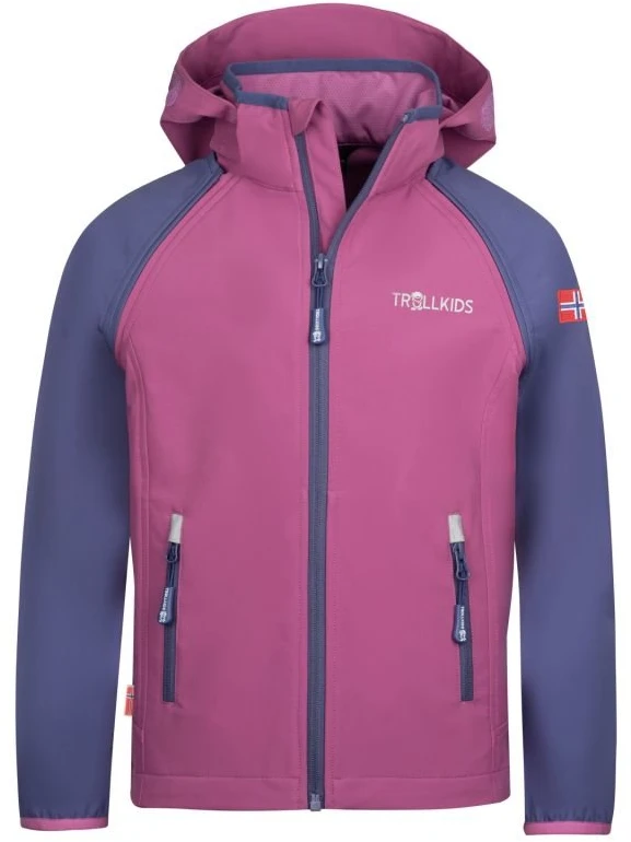 Vaikiška softshell striukė Trollkids Rondane, rožinė ir mėlyna