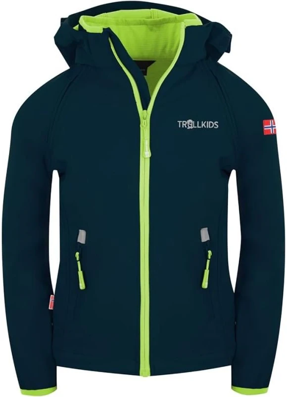 Vaikiška softshell striukė TrollKids Rondane XT, tamsiai mėlyna ir salotinė