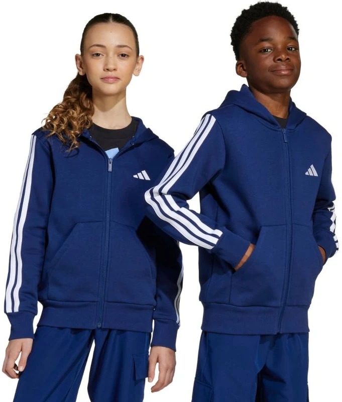 Vaikiškas adidas džemperis su užtrauktuku, tamsiai mėlynas