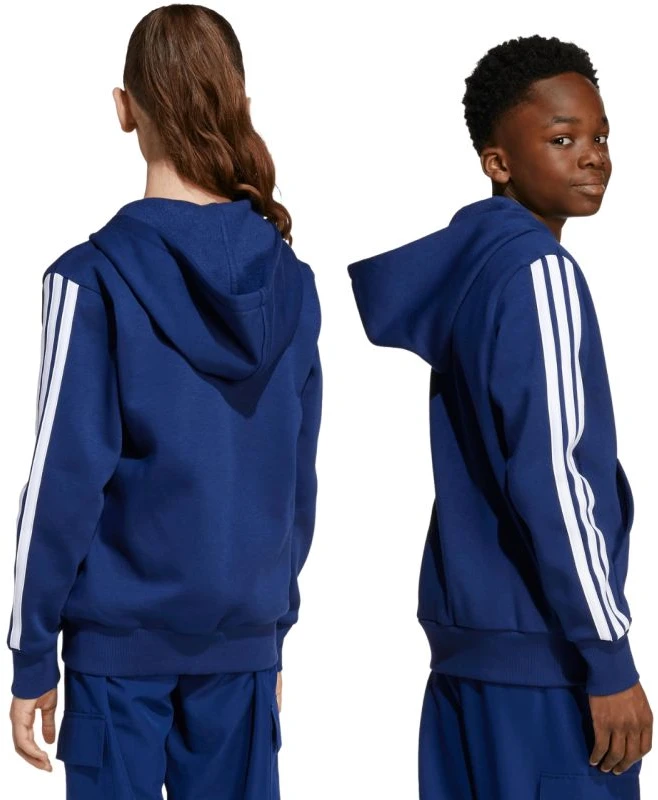 Vaikiškas adidas džemperis su užtrauktuku, tamsiai mėlynas