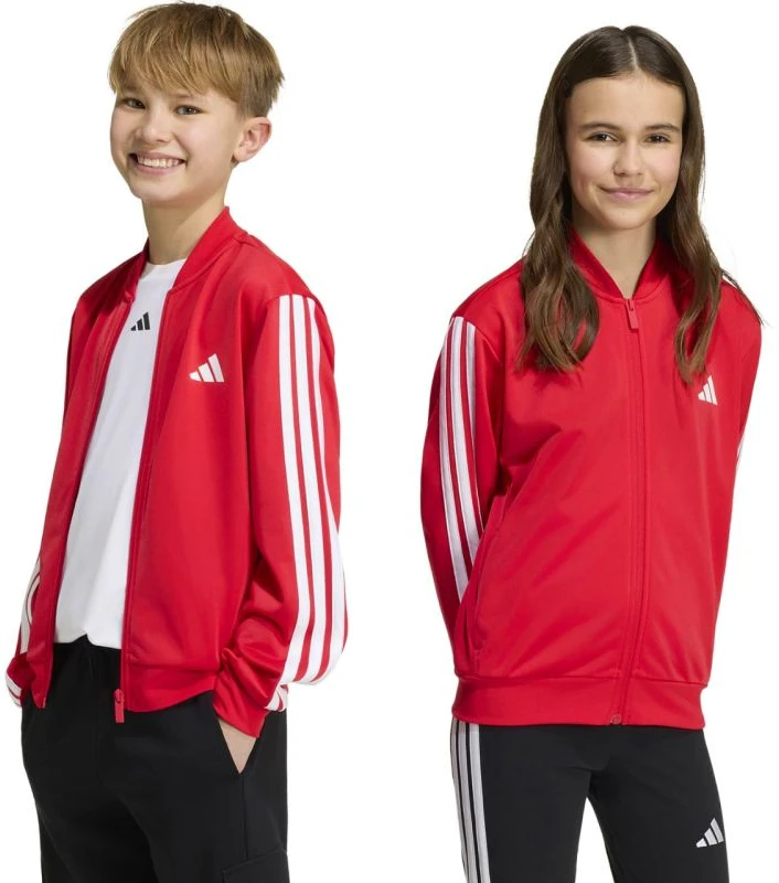 Vaikiškas adidas džemperis su užtrauktuku, raudonas