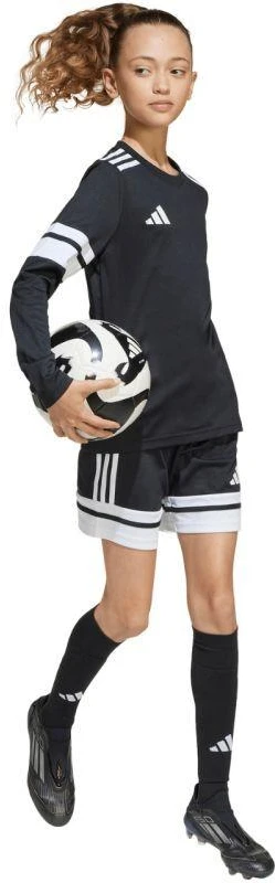 Vaikiškas adidas Squadra 25 džersis ilgomis rankovėmis, juodos ir baltos spalvos JJ0047