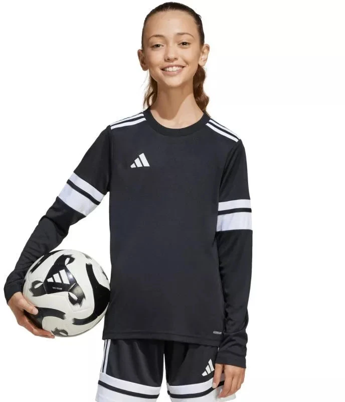 Vaikiškas adidas Squadra 25 džersis ilgomis rankovėmis, juodos ir baltos spalvos JJ0047