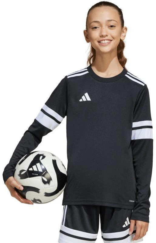 Vaikiškas adidas Squadra 25 džersis ilgomis rankovėmis, juodos ir baltos spalvos JJ0047