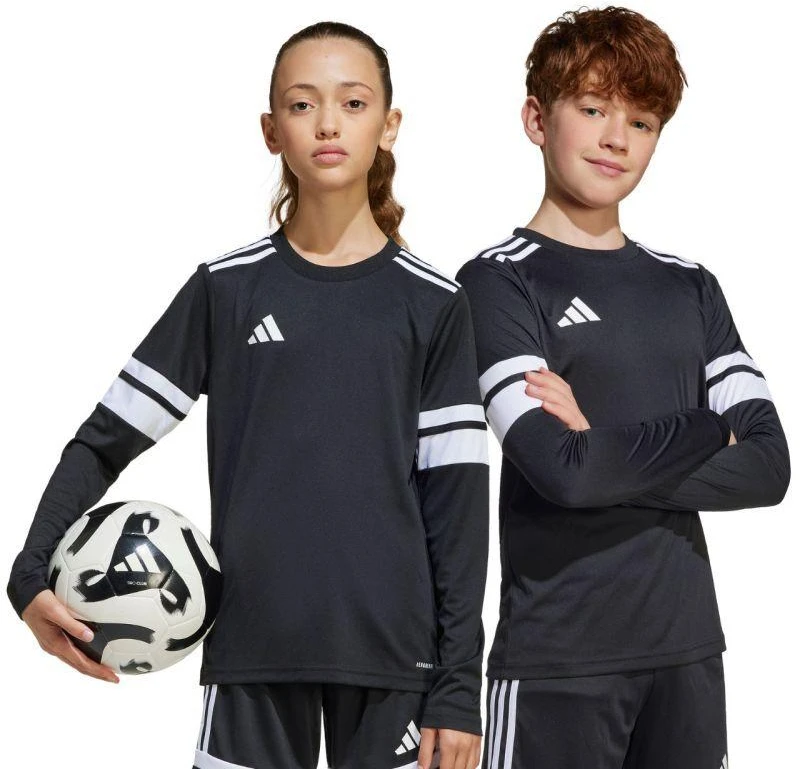Vaikiškas adidas Squadra 25 džersis ilgomis rankovėmis, juodos ir baltos spalvos JJ0047