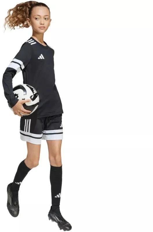 Vaikiškas adidas Squadra 25 džersis ilgomis rankovėmis, juodos ir baltos spalvos JJ0047