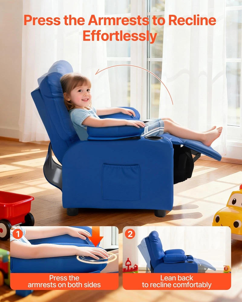 VEVOR Vaikiška recliner sofa su puodelių laikikliais
