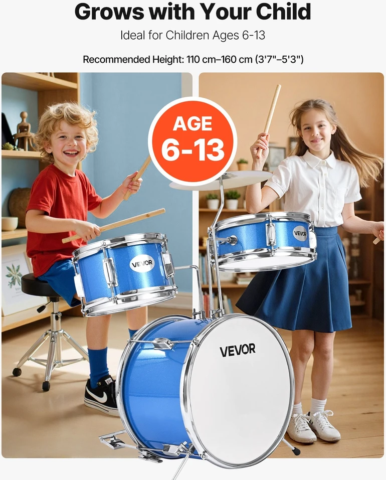 VEVOR Vaikų 3 dalių būgnų rinkinys su 36 cm būgnu