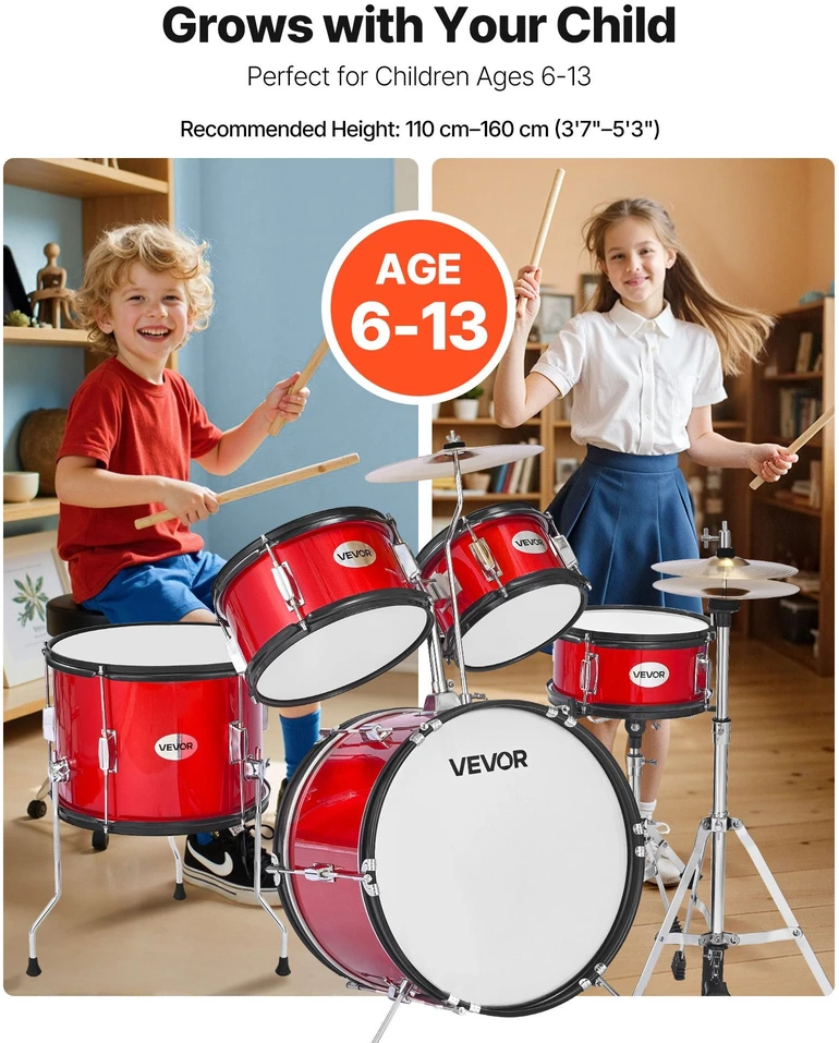 VEVOR Vaikų būgnų komplektas su bosiniu būgnu 41 cm