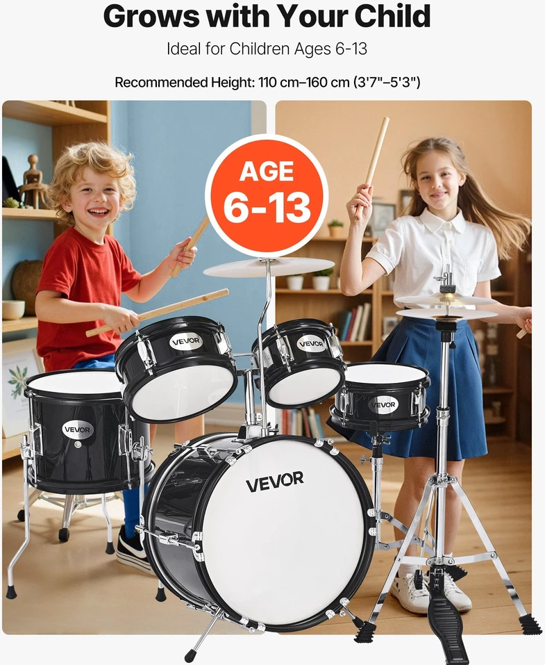 VEVOR Vaikų būgnų rinkinys su 14 cm bosiniu būgnu