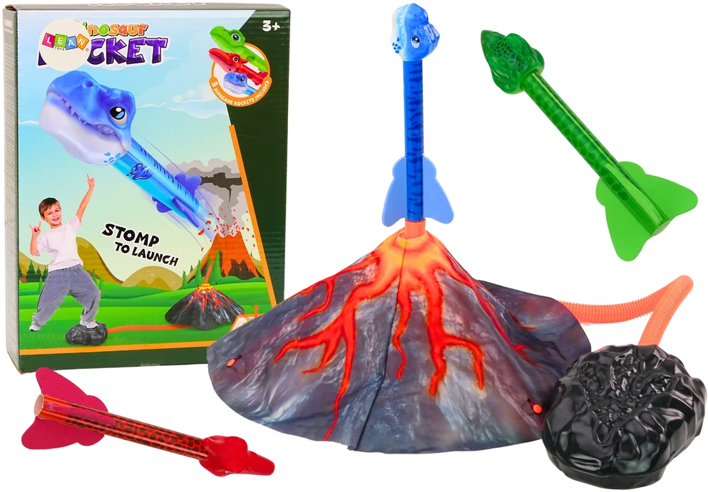 Žaislas raketų paleidimo rinkinys Lean Toys Dinosaurs Volcano