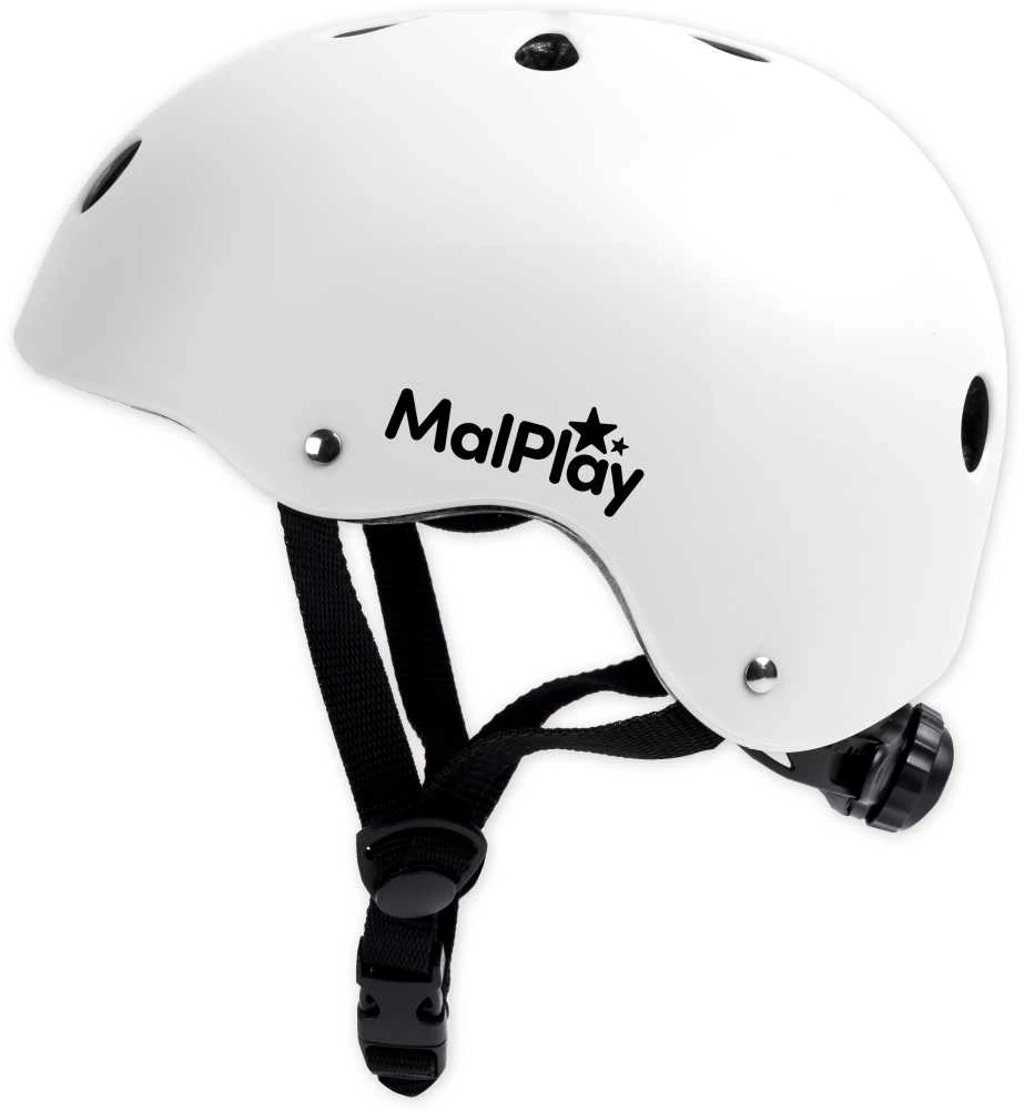 Malplay Vaikiškas dviratininko šalmas, reguliuojamas, 48–54 cm, baltas