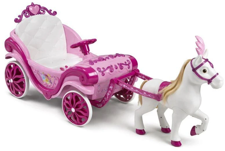HFF Huffy elektrinė Disney princesės karieta su arkliuku 6 V rožinė
