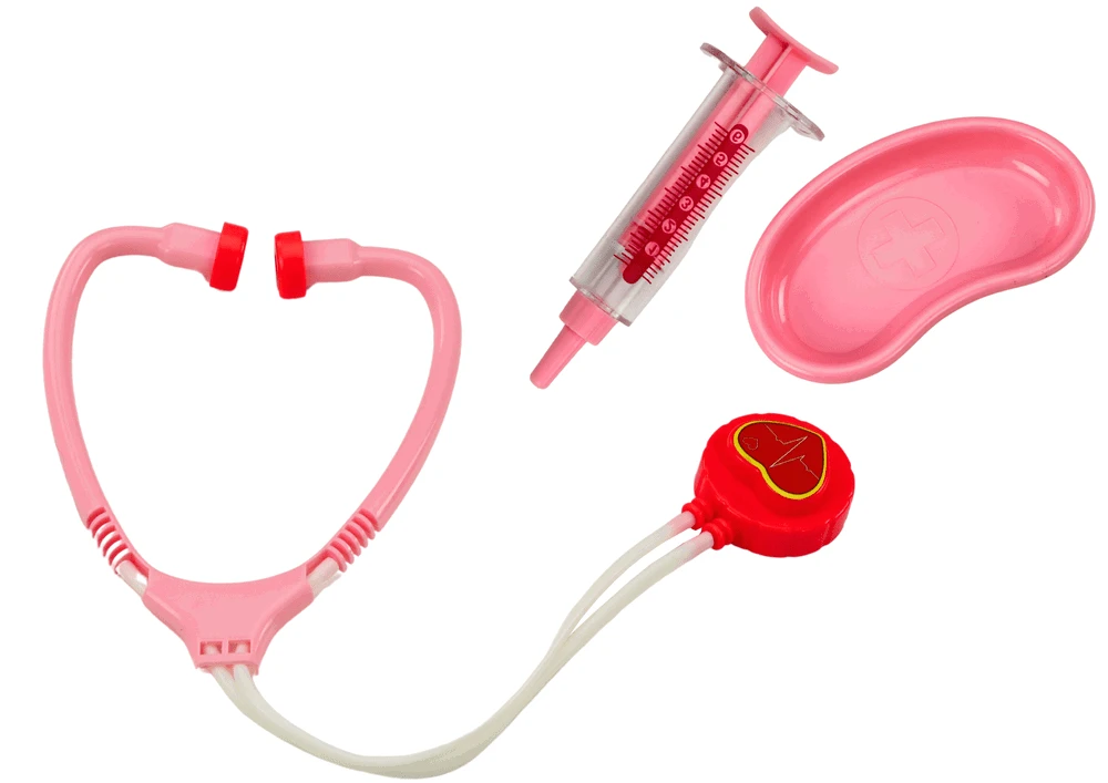 Lean Toys Vaikiška medicininė pirmosios pagalbos priemonių rinkinys rožiniame lagaminėlyje