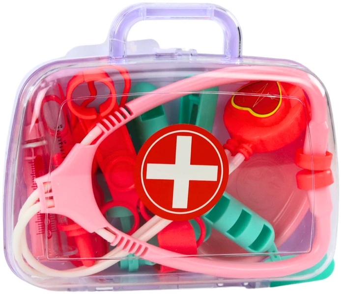 Lean Toys Vaikiška medicininė pirmosios pagalbos priemonių rinkinys rožiniame lagaminėlyje