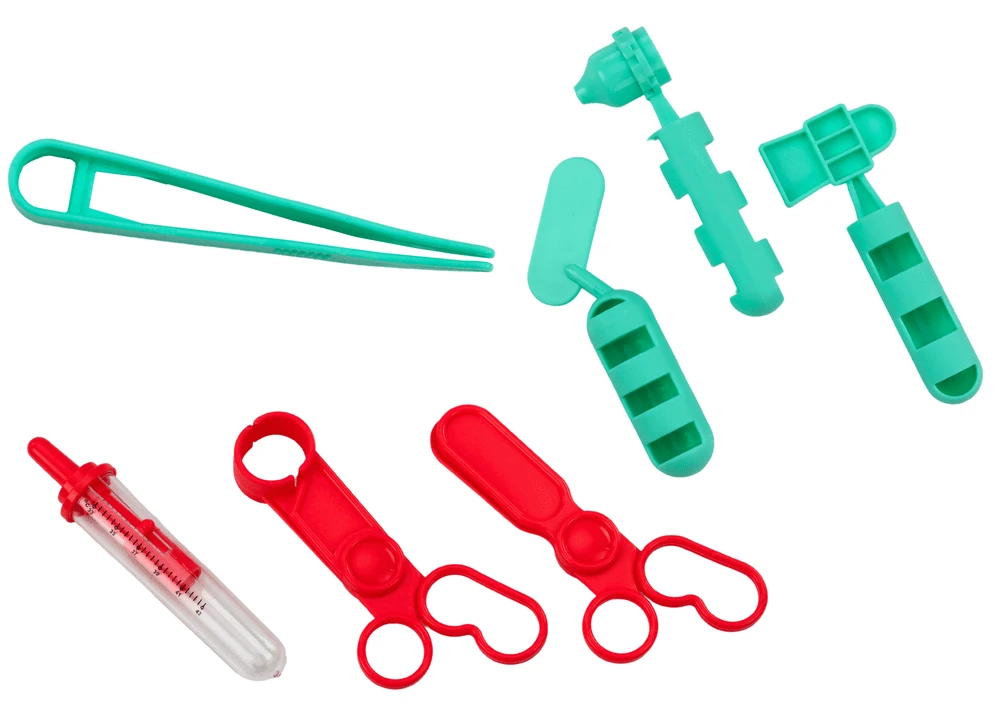 Lean Toys Vaikiška medicininė pirmosios pagalbos priemonių rinkinys rožiniame lagaminėlyje