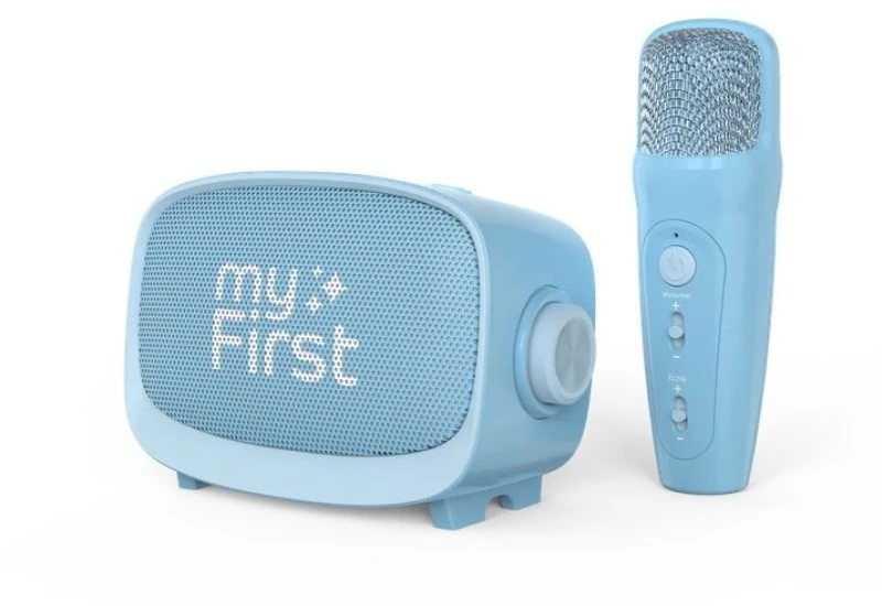 myFirst Voice 2 - komplektas do karaoke vaikams - mikrofon i głośnik belaidis su efektami modyfikacji dźwięku (mėlynas)
