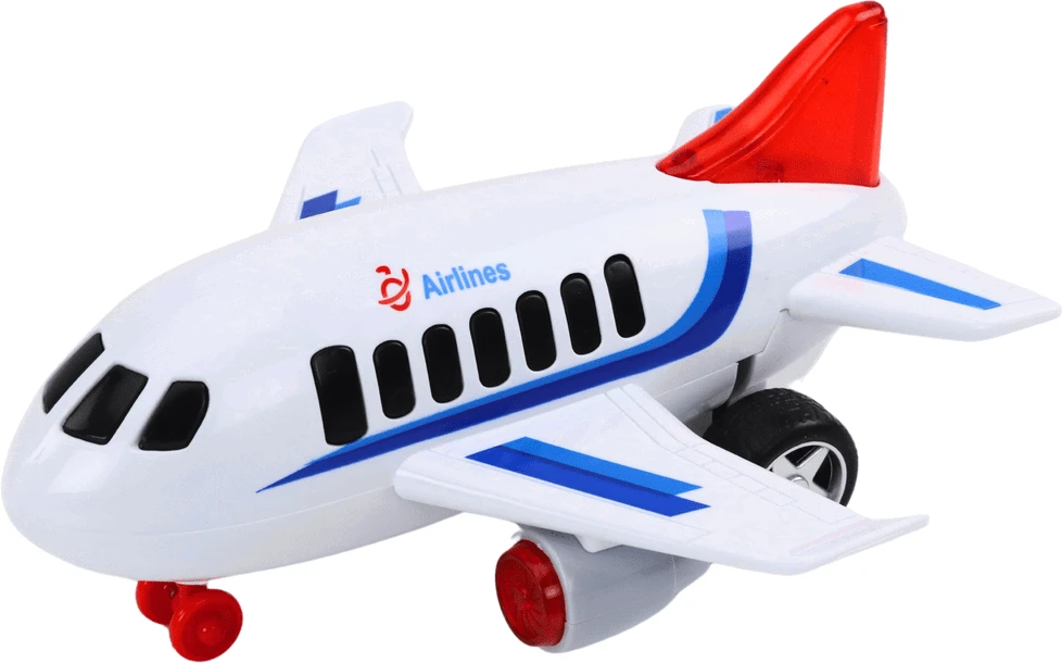 Lean Toys Baltas keleivinis lėktuvas su šviesos ir garso efektais