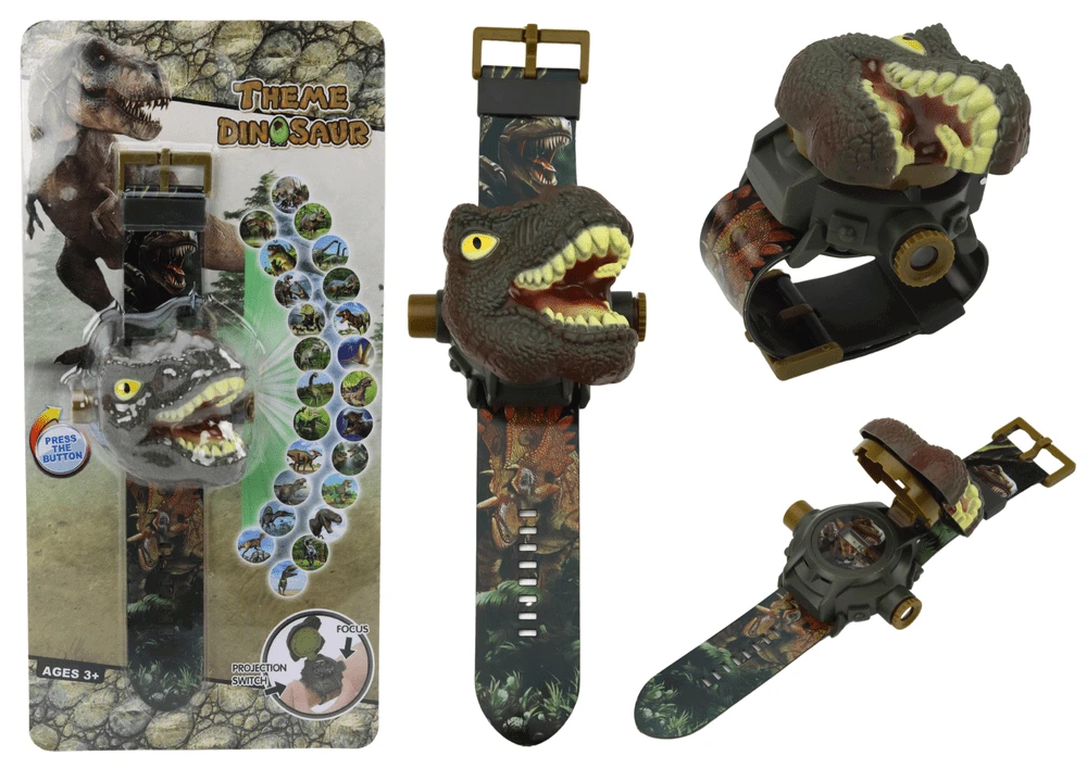 Išmanusis laikrodis Lean Toys 3D Projekcinis laikrodis vaikams Tyrannosaurus Rex 22cm