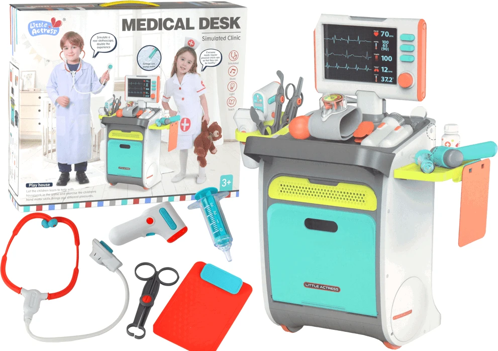Lean Toys Žaislinis daktaro rinkinys su vežimėliu ir priedais LeanToys